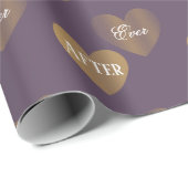 2回パーソナライズされたゴールデンハート、ムーヴパープル ラッピングペーパー (ロールコーナー)