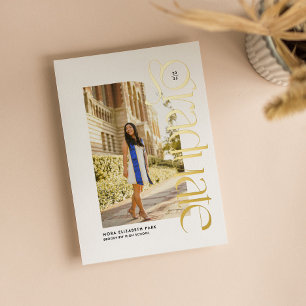 2回モダンはっきりした卒業 箔招待状