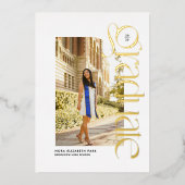 2回モダンはっきりした卒業 箔招待状 (正面)