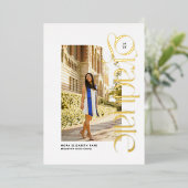 2回モダンはっきりした卒業 箔招待状 (立ち正面)