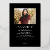 2回モダンはっきりした卒業 箔招待状 (裏面)