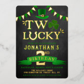 2回ラッキー聖パトリックの日2回目の誕生日実在 箔招待状 (正面)