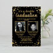 2回卒業2枚の写真 箔招待状 (立ち正面)