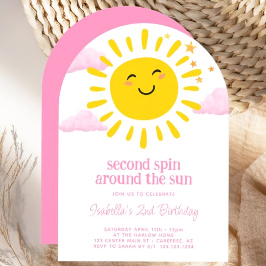 2回目ののまわりにスピンザサンピンク2回目の誕生日 招待状