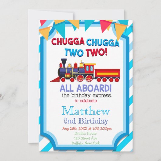 2回目のカラフル誕生日パーティの招待状のトレーニング (正面)