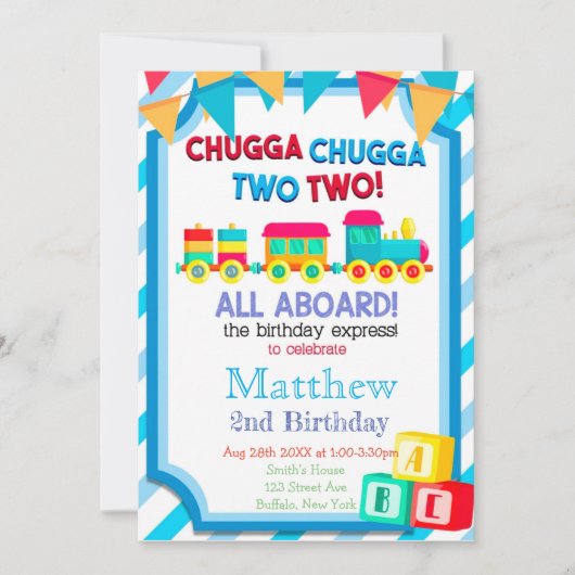 2回目のカラフル誕生日パーティの招待状のトレーニング (正面)