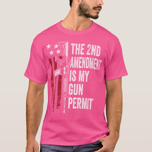 2回目の改正は私の銃の許可米国おもしろい銃R Tシャツ (正面)