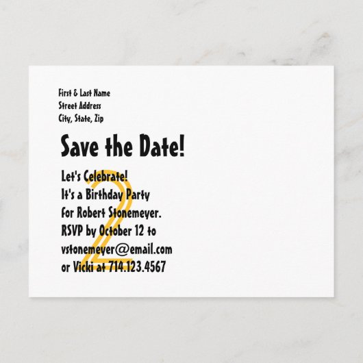 2回目の救日付誕生日バルーンと星S01K 案内ポストカード (裏面)