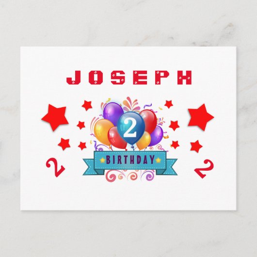 2回目の救日付誕生日バルーンと星S01K 案内ポストカード (正面)