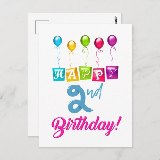 2回目の誕生日おめでとう ポストカード (正面/裏面)