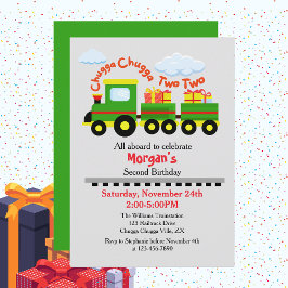 2回目の誕生日かわいいカラフルプレゼント連れ 招待状