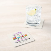 2回目の誕生日かわいいカラフル列車 スクエアペーパーコースター (インサイチュ)