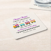 2回目の誕生日かわいいカラフル列車 スクエアペーパーコースター (アングル)