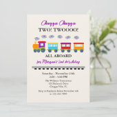 2回目の誕生日かわいいカラフル列車 招待状 (スタンド正面)