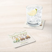 2回目の誕生日かわいいチャガ水彩動物列車 スクエアペーパーコースター (インサイチュ)