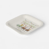 2回目の誕生日かわいいチャガ水彩動物列車 ペーパープレート (傾斜あり)