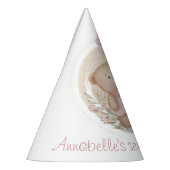 2回目の誕生日かわいいテディベアピンクのパーティー帽子 パーティーハット (左)