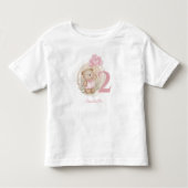 2回目の誕生日かわいいテディベア幼児Tシャツ トドラーTシャツ (正面)