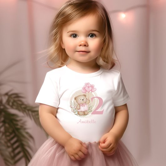 2回目の誕生日かわいいテディベア幼児Tシャツ トドラーTシャツ