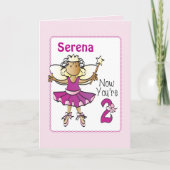 2回目の誕生日かわいい甘いバレリーナ漫画のエスニック カード (正面)