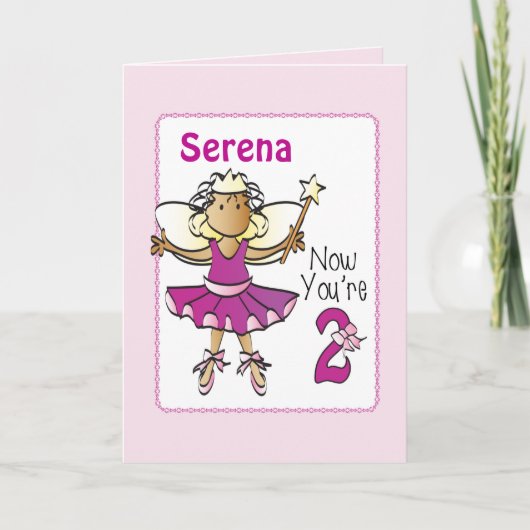 2回目の誕生日かわいい甘いバレリーナ漫画のエスニック カード (正面)