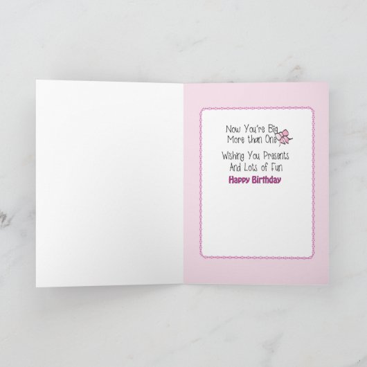 2回目の誕生日かわいい甘いバレリーナ漫画のエスニック カード (内部)