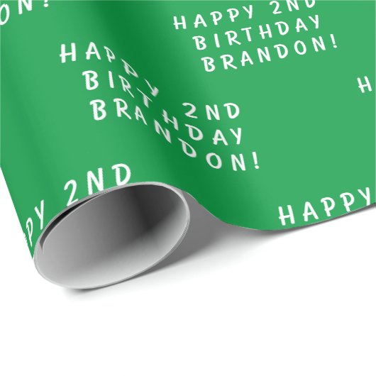 2回目の誕生日かわいい緑シンプルの男の子モダンたち ラッピングペーパー (ロールコーナー)