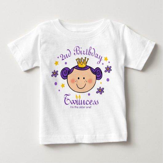 2回目の誕生日のトインセパーソナライズされたスシャツ ベビーTシャツ (正面)
