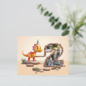 2回目の誕生日のビッグナンバー写真 | ドラゴンリトルディノ ポストカード (スタンド正面)