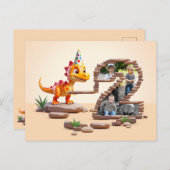 2回目の誕生日のビッグナンバー写真 | ドラゴンリトルディノ ポストカード (正面/裏面)
