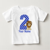 2回目の誕生日のライオンシャパーソナライズされたツ ベビーTシャツ (正面)
