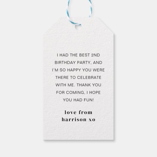 2回目の誕生日の写真 – 2 ギフトタグ (裏面)
