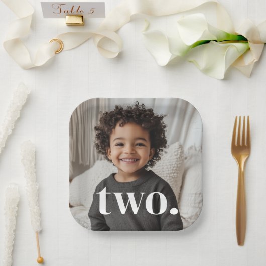 2回目の誕生日の写真 – 2 ペーパープレート (ウェディング)