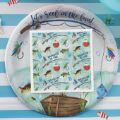 2回目の誕生日のO-Fish関連の魚釣りをテーマにしたパーティー スタンダードカクテルナプキン