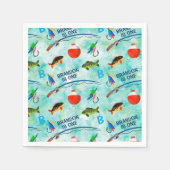 2回目の誕生日のO-Fish関連の魚釣りをテーマにしたパーティー スタンダードカクテルナプキン (正面)