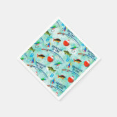 2回目の誕生日のO-Fish関連の魚釣りをテーマにしたパーティー スタンダードカクテルナプキン (角)