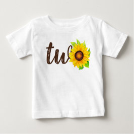 2回目の誕生日ひまわり2かわいいカントリーファームパーティー ベビーTシャツ