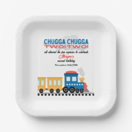 2回目の誕生日カラフル漫画列車 ペーパープレート