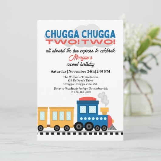 2回目の誕生日カラフル漫画列車 招待状 (スタンド正面)