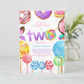 2回目の誕生日キャンディランドロリポップスイーツキャンディキュート 招待状 (スタンド正面)