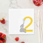 2回目の誕生日グレイモダンエレファントパーティーナプキン スタンダードランチョンナプキン (インサイチュ)