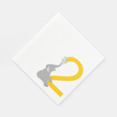 2回目の誕生日グレイモダンエレファントパーティーナプキン スタンダードランチョンナプキン (角)