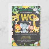 2回目の誕生日サファリジャングルチャックボードキュートな子供 招待状 (正面)