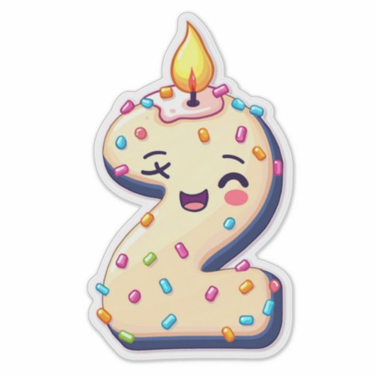 2回目の誕生日ステッカー シール (正面)