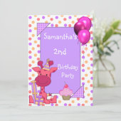 2回目の誕生日スポットキリンのカップケーキバルーンMauve 招待状 (スタンド正面)