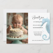 2回目の誕生日ダスティブルーシーホースの写真 招待状 (正面)