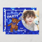 2回目の誕生日テディベアーズパーティー、カスタム写真 招待状 (正面/裏面)