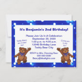 2回目の誕生日テディベアーズパーティー、カスタム写真 招待状 (裏面)