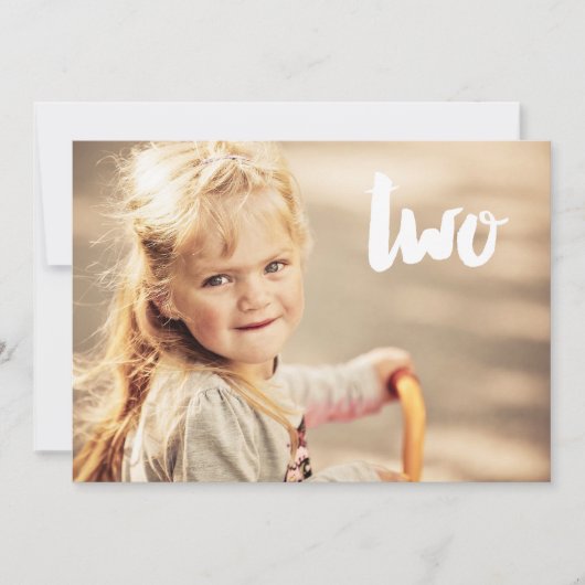 2回目の誕生日ナンバー2フォトオーバーレイ招待状 招待状 (正面)