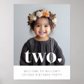 2回目の誕生日ハートフォトウェルカムサイン ポスター (正面)